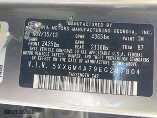 2014 Kia Optima LX with VIN 5XXGM4A79EG287804, listed as a IAAI auction lot 41824981 with 191,213 mi miles. Bid and sale history available at carsss.com. Image 9.