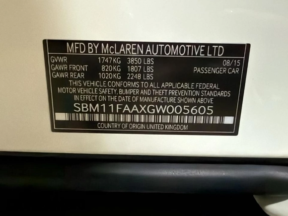 2016 McLaren 650S z VIN SBM11FAAXGW005605, wystawiony jako Copart lot #53181285 z przebiegiem 16 800 mil mil oraz Tytuł czysty. Historia ofert i sprzedaży dostępna na DreamBid. Obrazek 10.