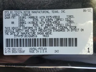 2012 Toyota Tundra 4WD Truck LTD with VIN 5TFHY5F10CX260516, listed as a Copart auction lot 88302945 with 117,564 mi miles and Salvage Title. Bid and sale history available at carsss.com. Image 13.