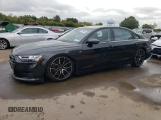 2021 Audi A8 with VIN WAU8EAF82MN033093, listed as a Copart auction lot 67244024 with 37,376 mi miles and Salvage Title. Bid and sale history available at carsss.com. Image 1.