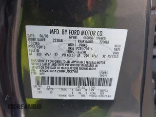 2008 Mercury Mariner с VIN 4M2CU81Z68KJ53795, выставлен на аукционе IAAI как лот 42424116 с пробегом Не указан миль и . История ставок и продаж доступна на DreamBid. Изображение 9.