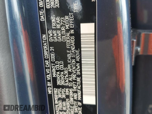 2021 Volvo XC90 Inscription с VIN YV4A221L9M1681162, выставлен на аукционе Copart как лот 56593655 с пробегом 49 393 миль миль и Списание • Salvage title. История ставок и продаж доступна на DreamBid. Изображение 12.