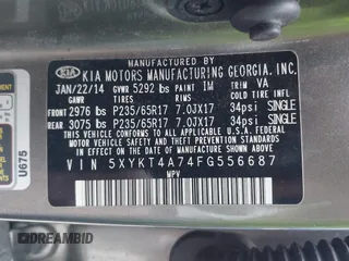 2015 Kia Sorento LX with VIN 5XYKT4A74FG556687, listed as a IAAI auction lot 41914405 with 115,234 mi miles. Bid and sale history available at carsss.com. Image 9.
