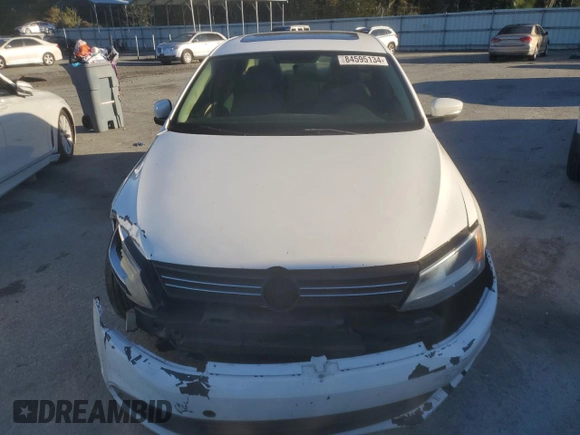 2012 Volkswagen Jetta Sedan SE w/Convenience & Sunroof with VIN 3VWDX7AJ6CM383180, listed as a Copart auction lot 84595134 with 0 mi miles and Salvage Title. Bid and sale history available at carsss.com. Image 5.