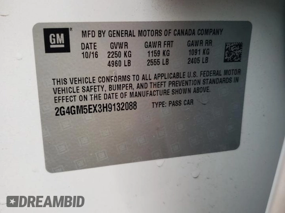 2017 Buick Regal with VIN 2G4GM5EX3H9132088, listed as a Copart auction lot 47396965 with 34,174 mi miles and Non Repairable. Bid and sale history available at carsss.com. Image 13.