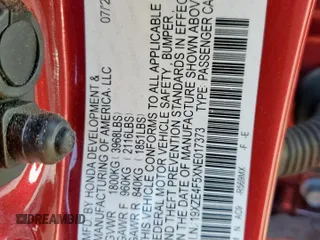 2022 Honda Insight EX z VIN 19XZE4F5XNE017373, wystawiony jako Copart lot #53974555 z przebiegiem 53 982 mil mil oraz Szkoda całkowita • Salvage title. Historia ofert i sprzedaży dostępna na DreamBid. Obrazek 12.