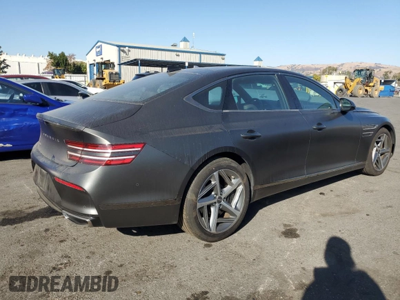 2023 Genesis G80 2.5T with VIN KMTGA4SC1PU166008, listed as a Copart auction lot 79831594 with 12,628 mi miles and Salvage Title. Bid and sale history available at DreamBid. Image 3.