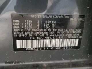 2018 Subaru Impreza Limited z VIN 4S3GTAU60J3703821, wystawiony jako Copart lot #59809195 z przebiegiem 125 912 mil mil oraz Szkoda całkowita • Salvage title. Historia ofert i sprzedaży dostępna na DreamBid. Obrazek 13.