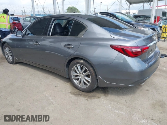 2021 Infiniti Q50 Pure with VIN JN1EV7AP3MM704464, listed as a IAAI auction lot 41915813 with 28,596 mi miles and . Bid and sale history available at DreamBid. Image 3.
