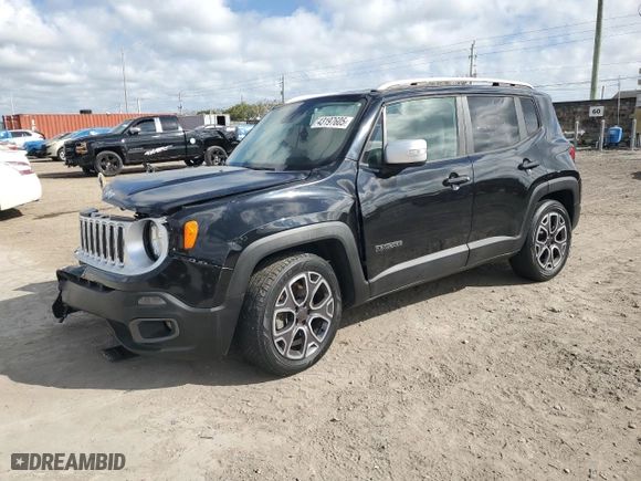 2015 Jeep Renegade Limited with VIN ZACCJADT4FPB81689, listed as a Copart auction lot 43197605 with 98,806 mi miles and Salvage Title. Bid and sale history available at carsss.com. Image 1.