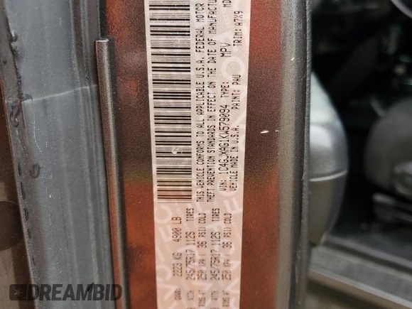 2019 Jeep Wrangler Sport S с VIN 1C4GJXAG1KW579094, выставлен на аукционе Copart как лот 55410525 с пробегом 53 915 миль миль и Списание • Salvage title. История ставок и продаж доступна на DreamBid. Изображение 13.
