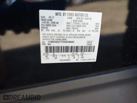2017 Ford Explorer Sport с VIN 1FM5K8GT7HGE08945, выставлен на аукционе IAAI как лот 42686871 с пробегом 167 517 миль миль и . История ставок и продаж доступна на DreamBid. Изображение 9.