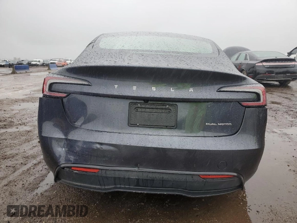 2025 Tesla Model 3 Long Range with VIN 5YJ3E1EB0SF876117, listed as a Copart auction lot 59322455 with 9,022 mi miles and Salvage title. Bid and sale history available at DreamBid. Image 6.