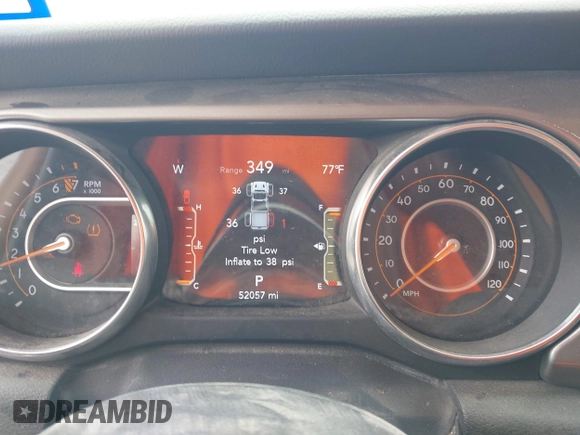 2023 Jeep Gladiator Overland z VIN 1C6HJTFG7PL566484, wystawiony jako IAAI lot #42424428 z przebiegiem 52 057 mil mil oraz . Historia ofert i sprzedaży dostępna na DreamBid. Obrazek 7.