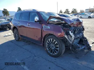 2023 Nissan Armada Platinum with VIN JN8AY2DA3P9402830, listed as a Copart auction lot 88524215 with 19,561 mi miles and Salvage Title. Bid and sale history available at carsss.com. Image 4.