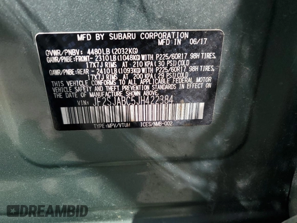 2018 Subaru Forester z VIN JF2SJABC5JH422384, wystawiony jako Copart lot #48318135 z przebiegiem 100 147 mil mil oraz Szkoda całkowita • Salvage title. Historia ofert i sprzedaży dostępna na DreamBid. Obrazek 12.