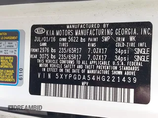 2017 Kia Sorento LX with VIN 5XYPGDA54HG221439, listed as a IAAI auction lot 42218760 with 152,475 mi miles and . Bid and sale history available at carsss.com. Image 9.