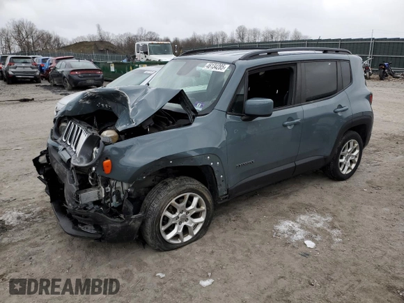 2017 Jeep Renegade Latitude z VIN ZACCJBBB2HPF77395, wystawiony jako Copart lot #46134285 z przebiegiem 104 757 mil mil oraz Szkoda całkowita • Salvage title. Historia ofert i sprzedaży dostępna na DreamBid. Obrazek 1.