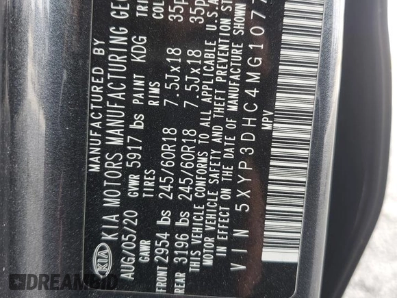 2021 Kia Telluride EX z VIN 5XYP3DHC4MG107788, wystawiony jako Copart lot #60875705 z przebiegiem 135 652 mil mil oraz Szkoda całkowita • Salvage title. Historia ofert i sprzedaży dostępna na DreamBid. Obrazek 12.
