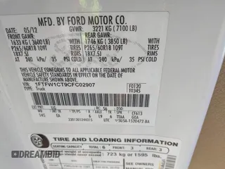 2012 Ford F-150 XL with VIN 1FTFW1CT9CFC02907, listed as a IAAI auction lot 41676633 with 126,192 mi miles. Bid and sale history available at carsss.com. Image 9.