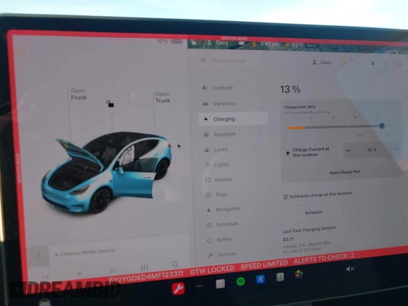 2021 Tesla Model Y Standard Range z VIN 5YJYGDED4MF123311, wystawiony jako IAAI lot #41200519 z przebiegiem 70 190 mil mil oraz . Historia ofert i sprzedaży dostępna na DreamBid. Obrazek 17.