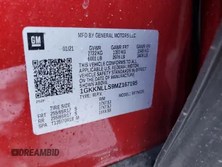 2021 GMC Acadia AT4 with VIN 1GKKNLLS9MZ167195, listed as a Copart auction lot 86845644 with 46,308 mi miles and Salvage Title. Bid and sale history available at DreamBid. Image 13.