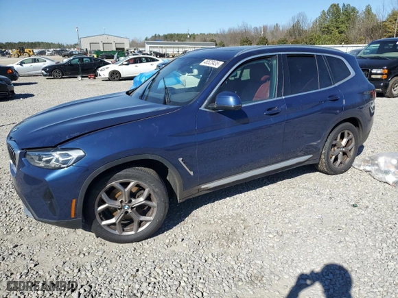 2022 BMW X3 sDrive30i with VIN 5UX43DP09N9M38426, listed as a Copart auction lot 46523435 with 45,306 mi miles and Salvage Title. Bid and sale history available at carsss.com. Image 1.