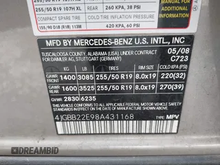 2008 Mercedes-Benz M 320 CDI with VIN 4JGBB22E98A431168, listed as a IAAI auction lot 42019661 with 167,364 mi miles and . Bid and sale history available at DreamBid. Image 9.