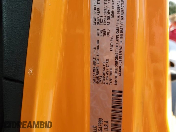 2021 Jeep Gladiator Mojave z VIN 1C6JJTEG6ML547990, wystawiony jako Copart lot #73786034 z przebiegiem Nie podano mil oraz Nie do naprawy • Non repairable. Historia ofert i sprzedaży dostępna na DreamBid. Obrazek 13.