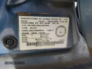 2002 Nissan Sentra GXE с VIN 3N1CB51D92L609456, выставлен на аукционе Copart как лот 54300985 с пробегом 155 819 миль миль и Списание • Salvage title. История ставок и продаж доступна на DreamBid. Изображение 12.