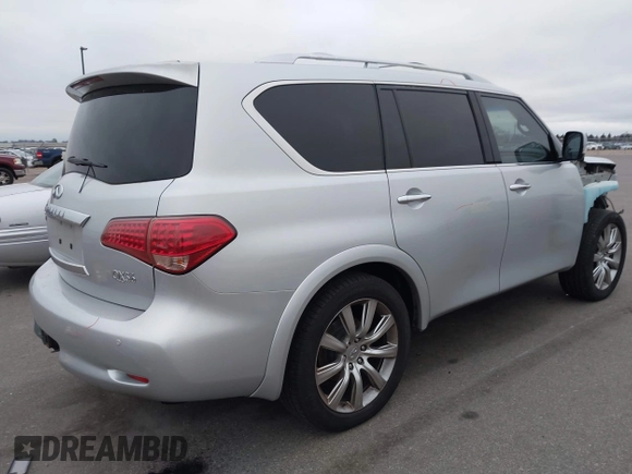 2011 Infiniti QX56 7-passenger with VIN JN8AZ2NF9B9501104, listed as a IAAI auction lot 40966019 with 167,227 mi miles and . Bid and sale history available at DreamBid. Image 4.