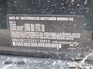2014 BMW 3 Series 320i with VIN WBA3B1C52EK135610, listed as a IAAI auction lot 42274086 with 69,536 mi miles and . Bid and sale history available at DreamBid. Image 9.
