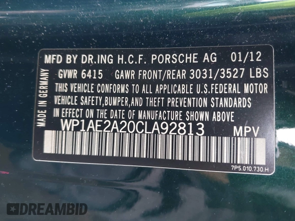 2012 Porsche Cayenne S Hybrid z VIN WP1AE2A20CLA92813, wystawiony jako IAAI lot #41916936 z przebiegiem 145 503 mil mil oraz . Historia ofert i sprzedaży dostępna na DreamBid. Obrazek 9.