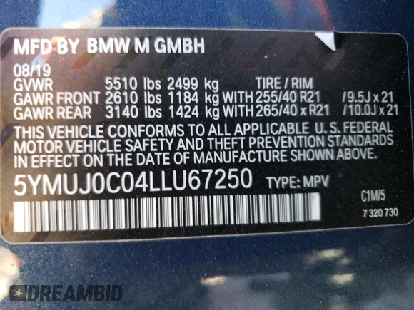 2020 BMW X4 M z VIN 5YMUJ0C04LLU67250, wystawiony jako Copart lot #41482343 z przebiegiem Nie podano mil oraz . Historia ofert i sprzedaży dostępna na DreamBid. Obrazek 13.