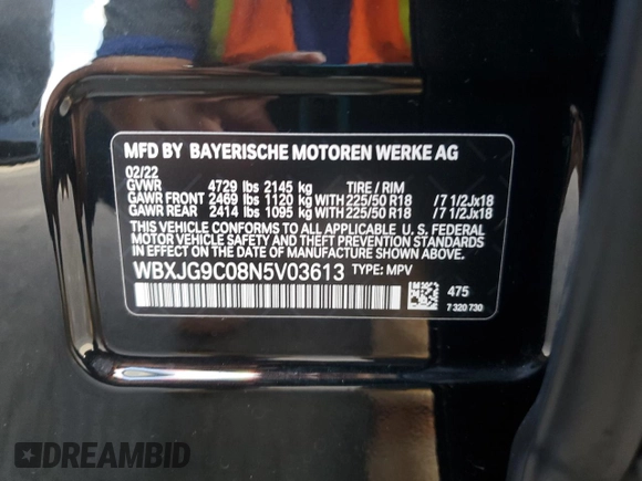 2022 BMW X1 xDrive28i z VIN WBXJG9C08N5V03613, wystawiony jako Copart lot #47483485 z przebiegiem 7 296 mil mil oraz Czysty tytuł • Clean title. Historia ofert i sprzedaży dostępna na DreamBid. Obrazek 13.