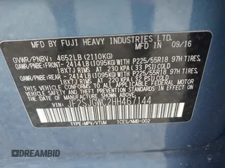 2017 Subaru Forester Touring with VIN JF2SJGWC2HH467144, listed as a IAAI auction lot 42319496 with 122,845 mi miles and . Bid and sale history available at DreamBid. Image 9.