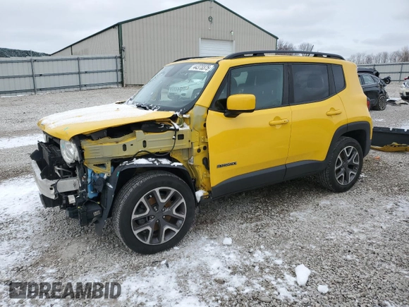 2017 Jeep Renegade Latitude with VIN ZACCJBBB4HPE72776, listed as a Copart auction lot 44373375 with 91,913 mi miles and Salvage Title. Bid and sale history available at carsss.com. Image 1.