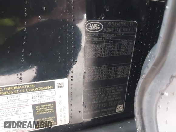 2020 Land Rover Defender S с VIN SALEJEEX6L2017957, выставлен на аукционе IAAI как лот 41205120 с пробегом 33 720 миль миль и . История ставок и продаж доступна на DreamBid. Изображение 9.