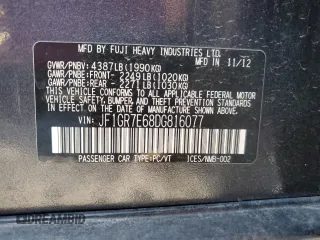 2013 Subaru WRX WRX with VIN JF1GR7E68DG816077, listed as a Copart auction lot 88937905 with 123,166 mi miles and Salvage title. Bid and sale history available at DreamBid. Image 12.