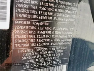2016 Land Rover Range Rover z VIN SALGR2PF4GA316704, wystawiony jako Copart lot #53365065 z przebiegiem 53 522 mil mil oraz Szkoda całkowita • Salvage title. Historia ofert i sprzedaży dostępna na DreamBid. Obrazek 14.