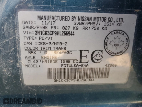 2017 Nissan Micra S z VIN 3N1CK3CP9HL266944, wystawiony jako Copart lot #74458944 z przebiegiem 90 329 mil mil oraz Szkody całkowita. Historia ofert i sprzedaży dostępna na DreamBid. Obrazek 13.
