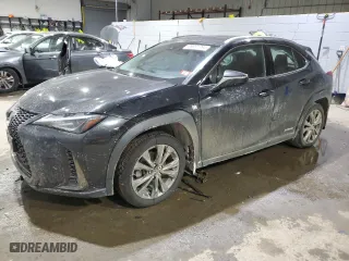2021 Lexus UX with VIN JTHR9JBH8M2040485, listed as a Copart auction lot 86691384 with 46,907 mi miles and Salvage Title. Bid and sale history available at carsss.com. Image 1.