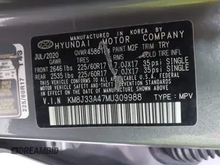 2021 Hyundai Tucson Value z VIN KM8J33A47MU309988, wystawiony jako IAAI lot #41749644 z przebiegiem 61 197 mil mil oraz . Historia ofert i sprzedaży dostępna na DreamBid. Obrazek 9.