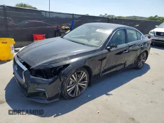 2018 Infiniti Q50 3.0t LUXE with VIN JN1EV7AP3JM591868, listed as a Copart auction lot 52430365 with 72,955 mi miles and Salvage Title. Bid and sale history available at carsss.com. Image 1.