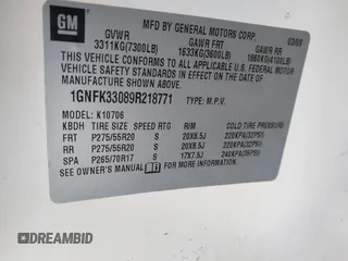 2009 Chevrolet Tahoe LTZ z VIN 1GNFK33089R218771, wystawiony jako IAAI lot #41789581 z przebiegiem 209 247 mil mil oraz . Historia ofert i sprzedaży dostępna na DreamBid. Obrazek 9.