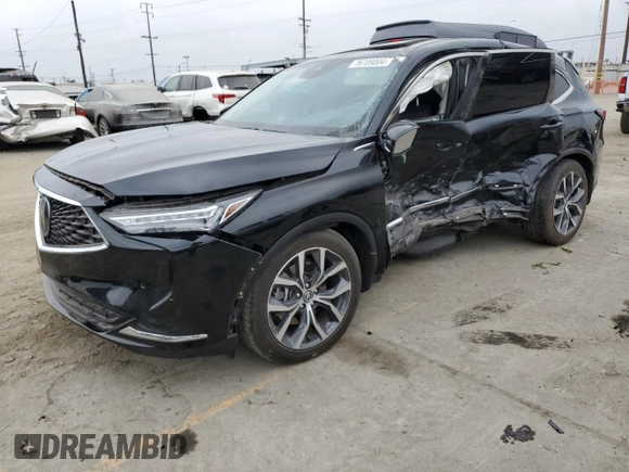 2023 Acura MDX w/Technology Package with VIN 5J8YE1H45PL042305, listed as a Copart auction lot 76709004 with 21,875 mi miles and Salvage Title. Bid and sale history available at carsss.com. Image 1.