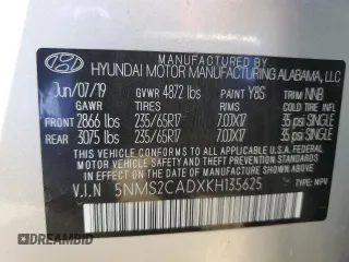 2019 Hyundai Santa Fe SE with VIN 5NMS2CADXKH135625, listed as a Copart auction lot 53326935 with 48,670 mi miles and Salvage Title. Bid and sale history available at carsss.com. Image 13.