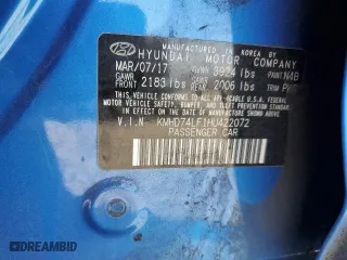 2017 Hyundai Elantra SE with VIN KMHD74LF1HU422072, listed as a Copart auction lot 50090895 with 164,987 mi miles and Salvage Title. Bid and sale history available at carsss.com. Image 12.