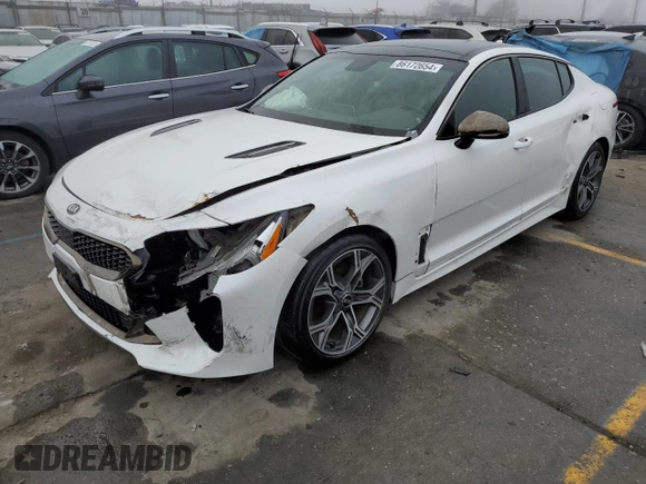 2020 Kia Stinger GT-Line with VIN KNAE15LA8L6083745, listed as a Copart auction lot 86172654 with 24,135 mi miles and Salvage Title. Bid and sale history available at carsss.com. Image 1.