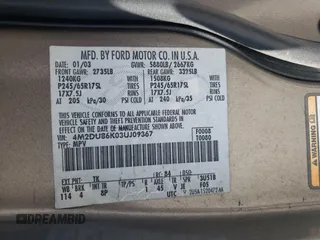 2003 Mercury Mountaineer Convenience z VIN 4M2DU86K03UJ09367, wystawiony jako Copart lot #54923945 z przebiegiem 186 886 mil mil oraz Szkody całkowita. Historia ofert i sprzedaży dostępna na DreamBid. Obrazek 13.